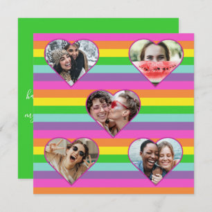 Tarjeta Festiva  Corazón de arcoiris moderno 5 guión gráfico hol m