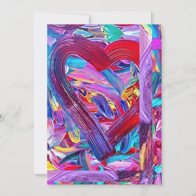 Tarjeta Festiva Corazón de arte pintado, Bella Artes (Anverso)