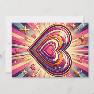 Tarjeta Festiva Corazón de arte pop de los 70/ San Valentín Taza