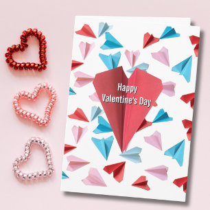 Tarjeta Festiva Corazón de Avión de Papel Foto Romántico San Valen
