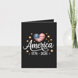 Tarjeta Festiva Corazón de bandera bonita 1776-2026 4 de julio 250
