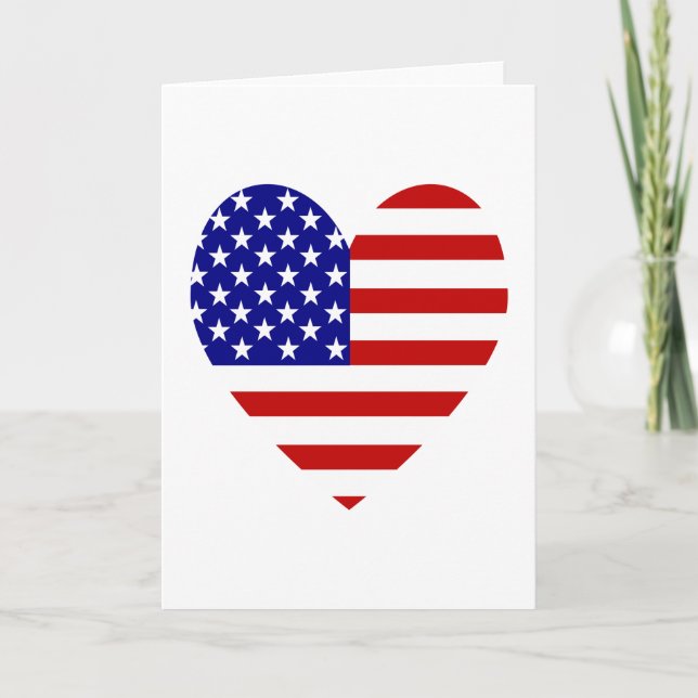 Tarjeta Festiva Corazón de bandera de Estados Unidos Valentine (Anverso)