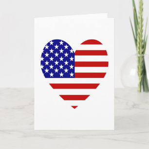 Tarjeta Festiva Corazón de bandera de Estados Unidos Valentine