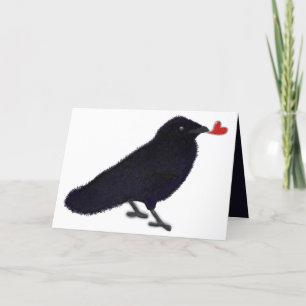 Tarjeta Festiva Corazón de brillo de cuervo encantador