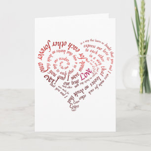Tarjeta Festiva Corazón de caligrafía el día de San Valentín con v
