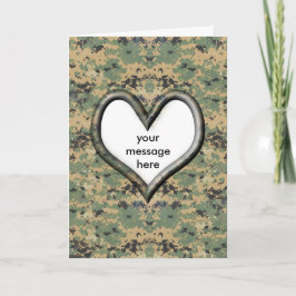 Tarjeta Festiva Corazón de camuflaje - San Valentín