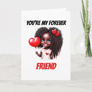 Tarjeta Festiva Corazón de chica afroamericano para siempre amigo
