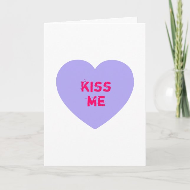 Tarjeta Festiva Corazón de conversación Purple Kiss Me (Anverso)