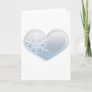 Tarjeta Festiva corazón de copo de nieve azul