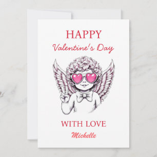 Tarjeta Festiva Corazón de Coquette angel cherub Feliz Día de San 