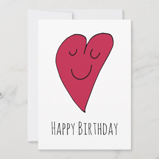 Tarjeta Festiva Corazón de cumpleaños. (Anverso)