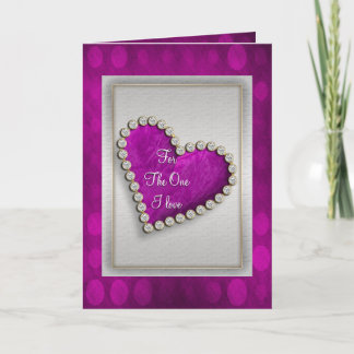 Tarjeta Festiva Corazón de diamante morado romántico