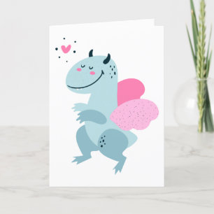 Tarjeta Festiva Corazón de Dragón Dulce San Valentín Personalizado