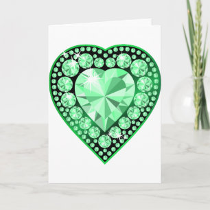 Tarjeta Festiva Corazón de gema esmeralda