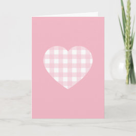 Tarjeta Festiva Corazón de gingham rosa