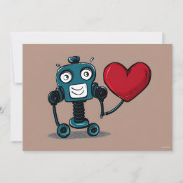 Tarjeta Festiva Corazón de globo aerostático del robot lindo de Sa