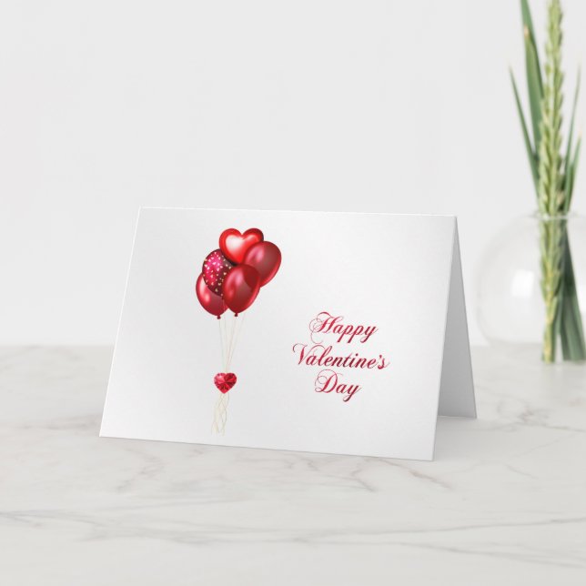 Tarjeta Festiva Corazón de globos rojos de San Valentín (Anverso)