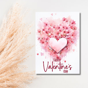 Tarjeta Festiva Corazón de hortensia roja Feliz día de San Valentí