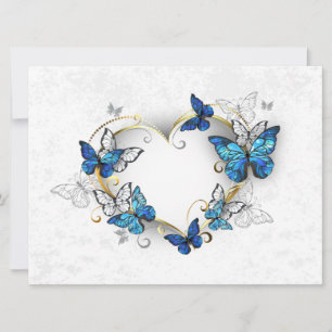 Tarjeta Festiva Corazón de joyas con mariposas Morfo