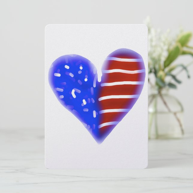 Tarjeta Festiva Corazón de la bandera de Estados Unidos (Anverso de pie)