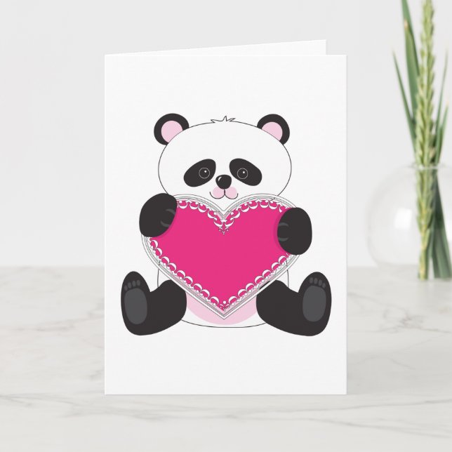 Tarjeta Festiva Corazón de la panda (Anverso)
