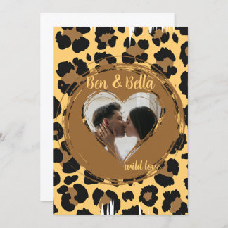 Tarjeta Festiva Corazón de leopardo con foto personalizada