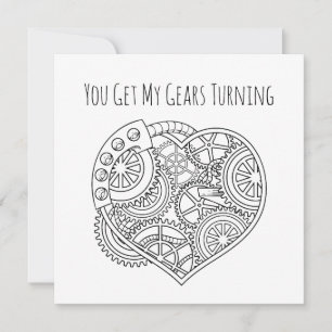 Tarjeta Festiva Corazón de Lupercalia Steampunk Engranajes Girando