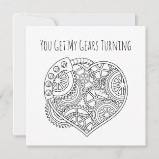 Tarjeta Festiva Corazón de Lupercalia Steampunk Engranajes Girando