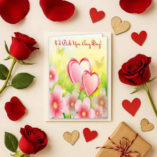 Tarjeta Festiva Corazón de mariposa de amor floral rosa vibrante
