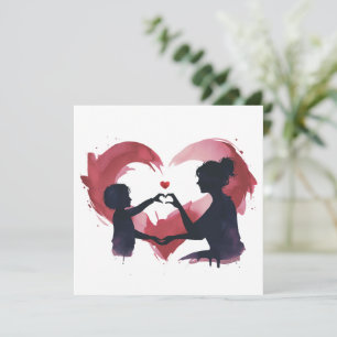 Tarjeta Festiva Corazón de Nosotros – Silueta de Madre e Hijo Acua