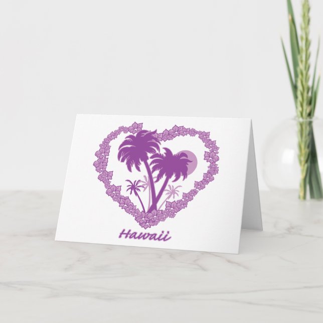 Tarjeta Festiva Corazón de palmera hawaiano (Anverso)