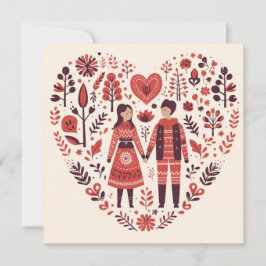 Tarjeta Festiva Corazón de pareja escandinava San Valentín