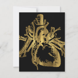 Tarjeta Festiva Corazón de Relieve metalizado dorado Textura Luper