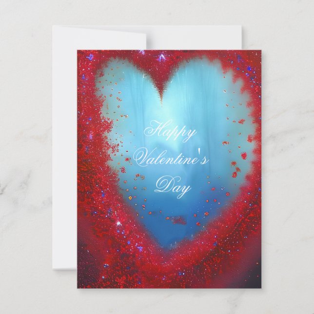 Tarjeta Festiva Corazón de San Valentín abstracto con brillo (Anverso)