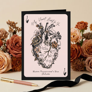 Tarjeta Festiva Corazón de San Valentín Anatómico Floral Vintage G
