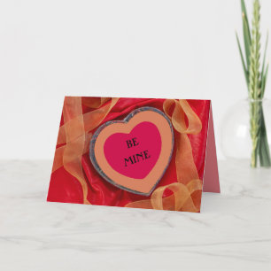 Tarjeta Festiva Corazón de San Valentín cintas rojo y oro Ser mío