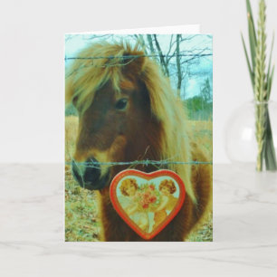 Tarjeta Festiva Corazón de San Valentín de caballo marrón en minia