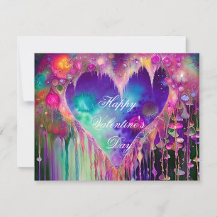 Tarjeta Festiva Corazón de San Valentín de gema goteante abstracto