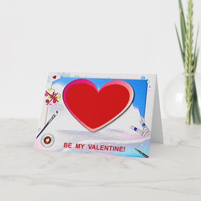 Tarjeta Festiva Corazón de San Valentín pintado añada tu foto (Anverso)