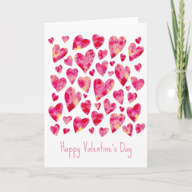 Tarjeta Festiva Corazón de San Valentín Rosa Caliente (Anverso)