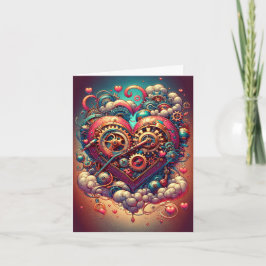 Tarjeta Festiva Corazón de San Valentín Steampunk