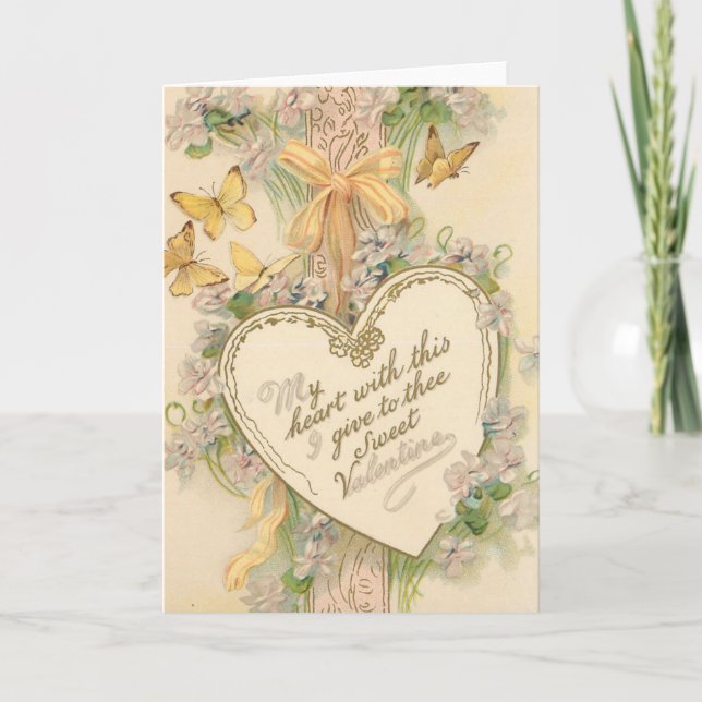 Tarjeta Festiva Corazón de San Valentín victoriano (Anverso)