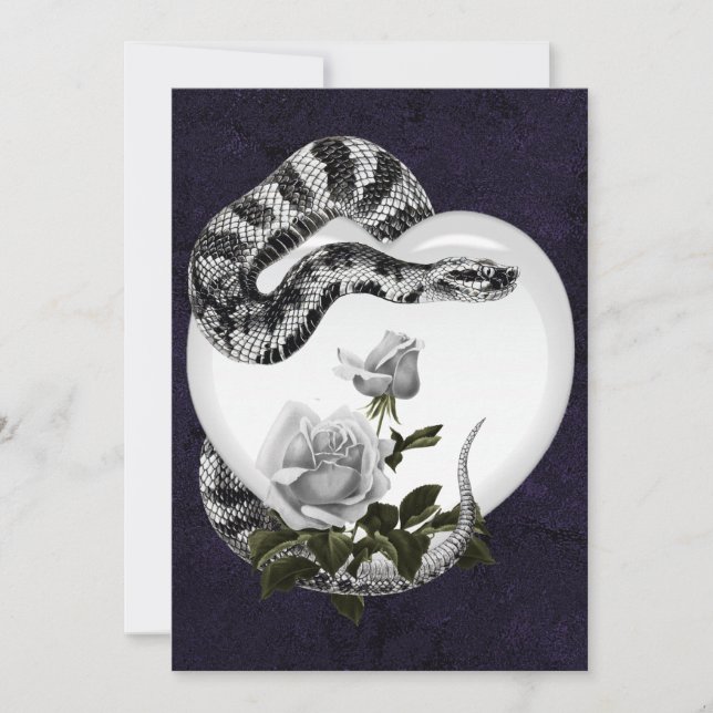 Tarjeta Festiva Corazón de serpiente Rosa Blanca de San Valentín g (Anverso)