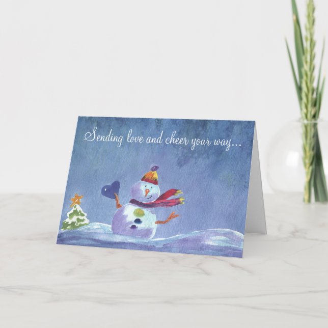 Tarjeta Festiva Corazón de Snowman (Anverso)
