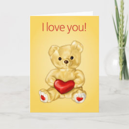 Tarjeta Festiva Corazón de soporte de osito de peluche lindo - Jug
