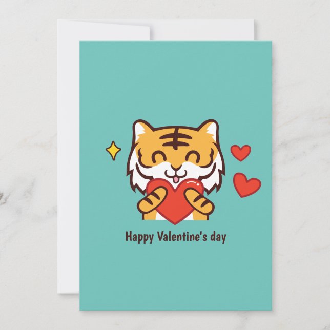 Tarjeta Festiva corazón de tigre de San Valentín (Anverso)