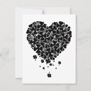 Tarjeta Festiva Corazón de trébol negro