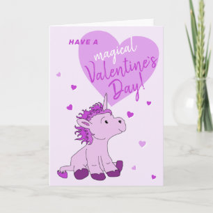 Tarjeta Festiva Corazón de Unicornio Rosa para la Clase de los Niñ