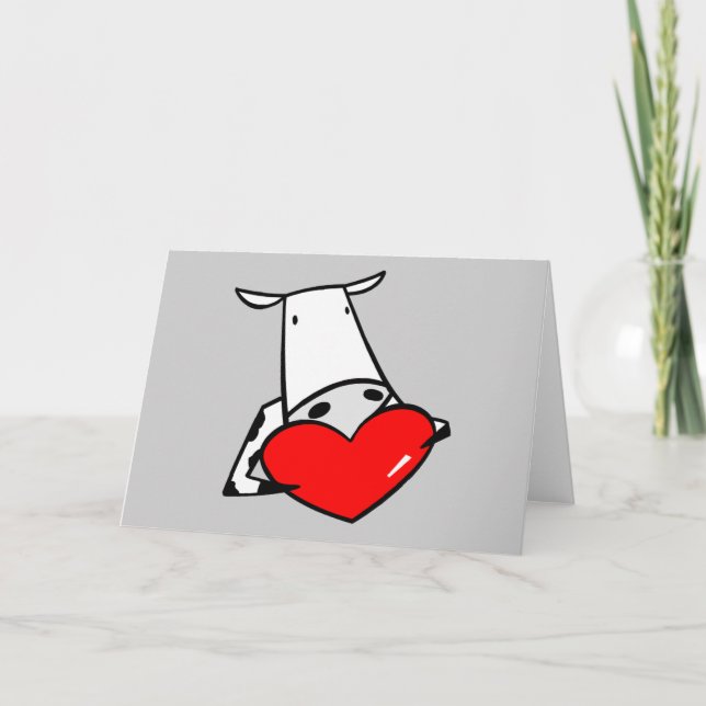 Tarjeta Festiva Corazón de vaca Valentine Amo Vacas (Anverso)
