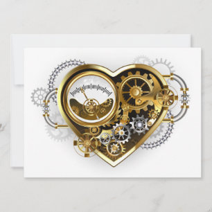Tarjeta Festiva Corazón de vapor con un manómetro
